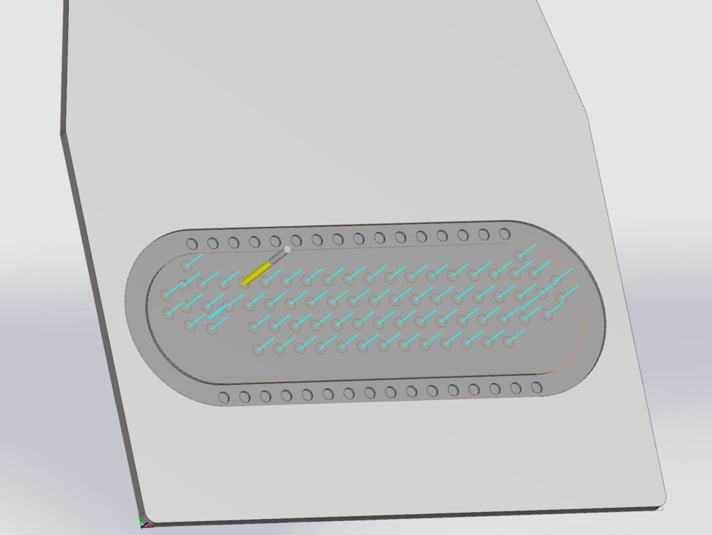 Automating the complex drilling of a non-standard chiller hole pattern with the Robotmaster Cycle module.